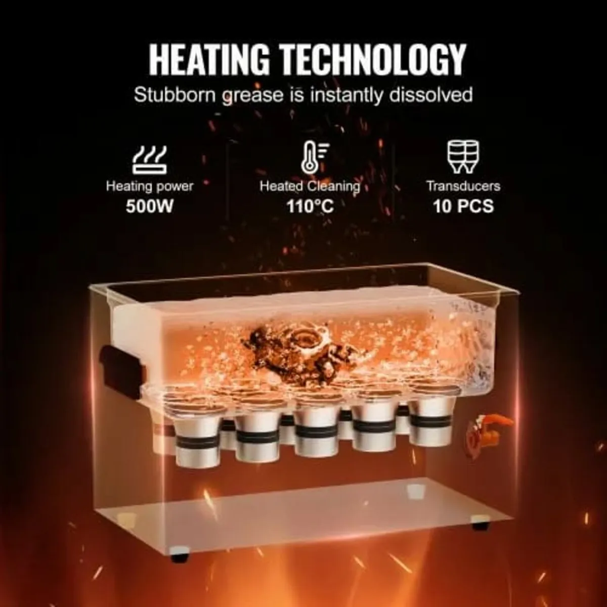 30L Ultrasonic Cleaner with Heater Timer & Basket, - Image 2