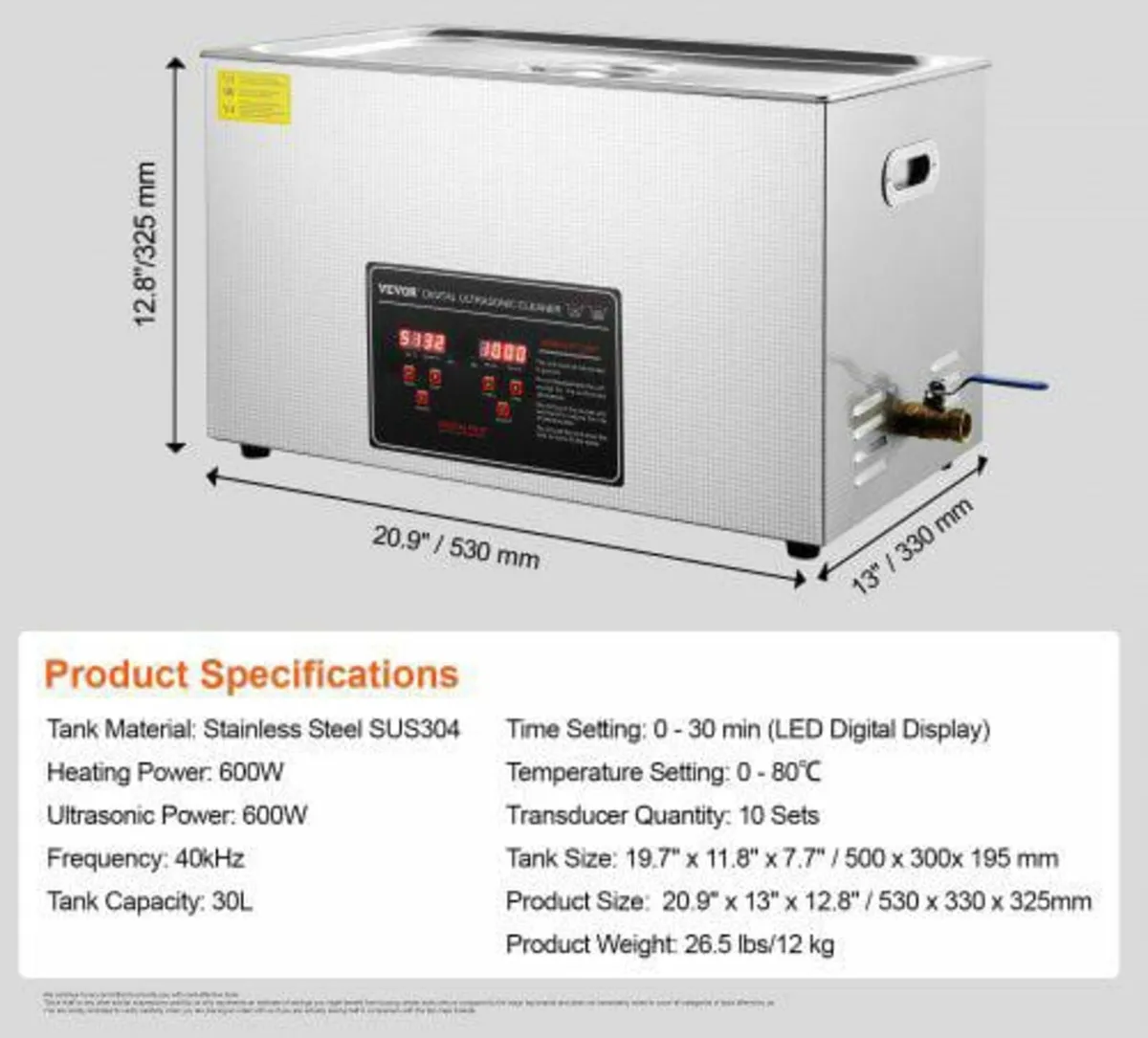 Ultrasonic Cleaner with Digital Timer & Heater, Pr - Image 2