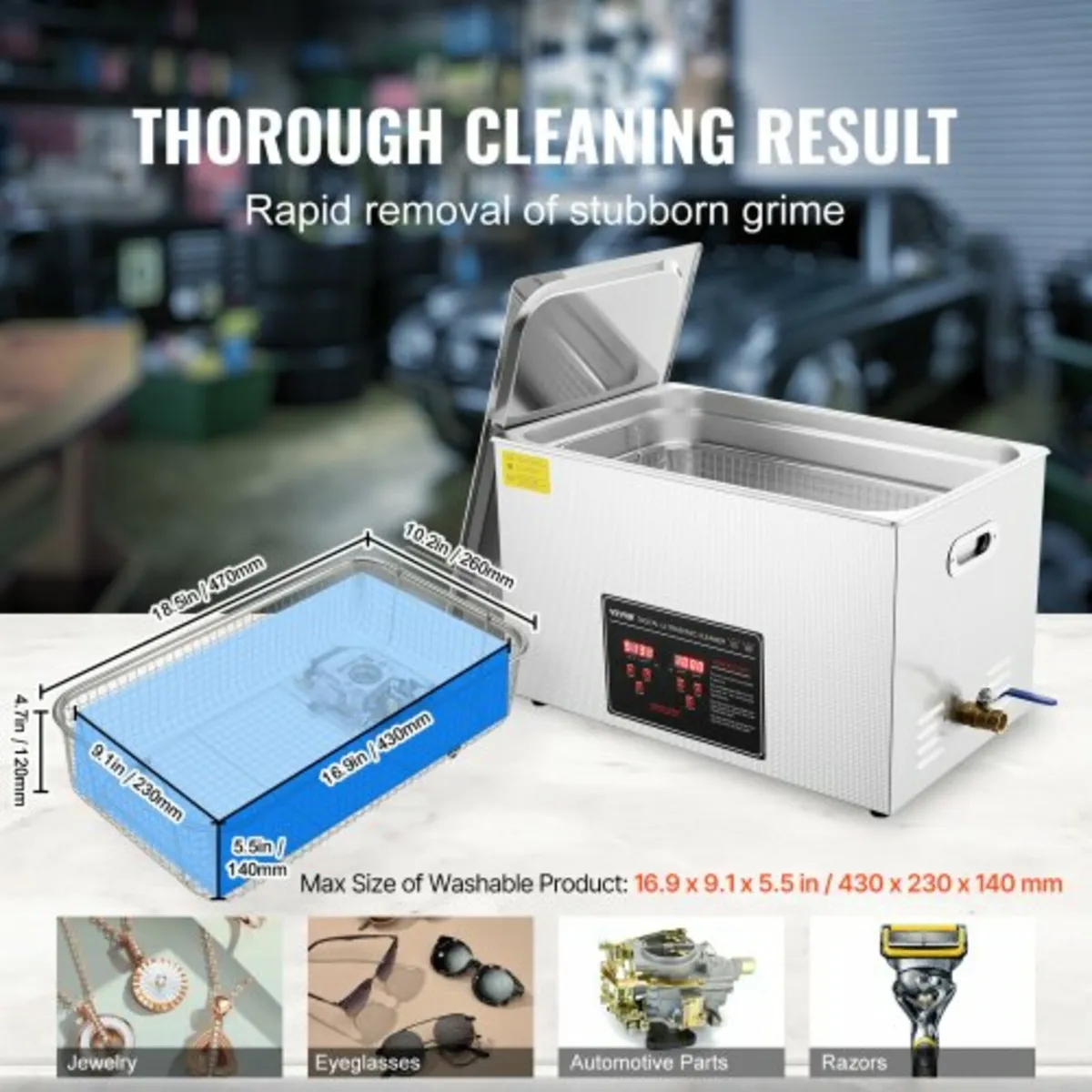 Ultrasonic Cleaner with Digital Timer & Heater, Pr - Image 3