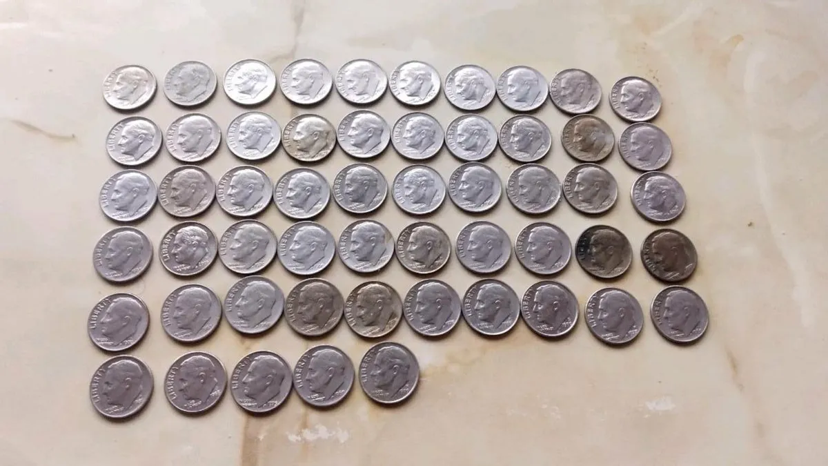 55. American dime coins