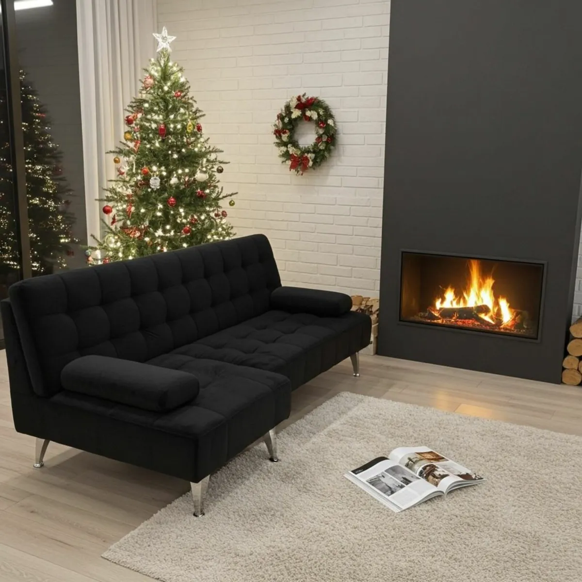 🎄 Cosy Christmas Corner Sofa Bed 236 cm 🎁 - Image 1