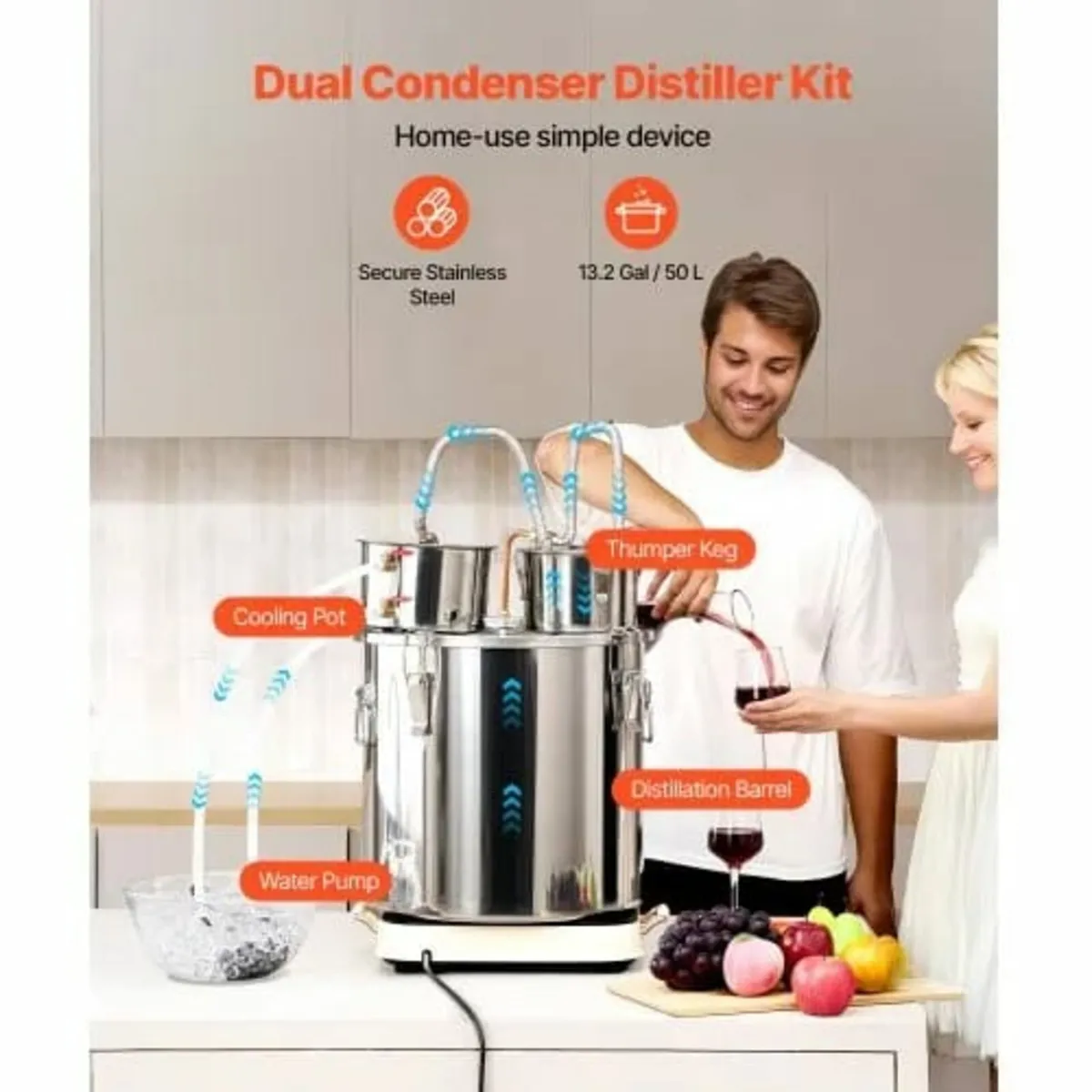 Alcohol Still, 13.2 Gal / 50 L Stainless Steel Wat - Image 3