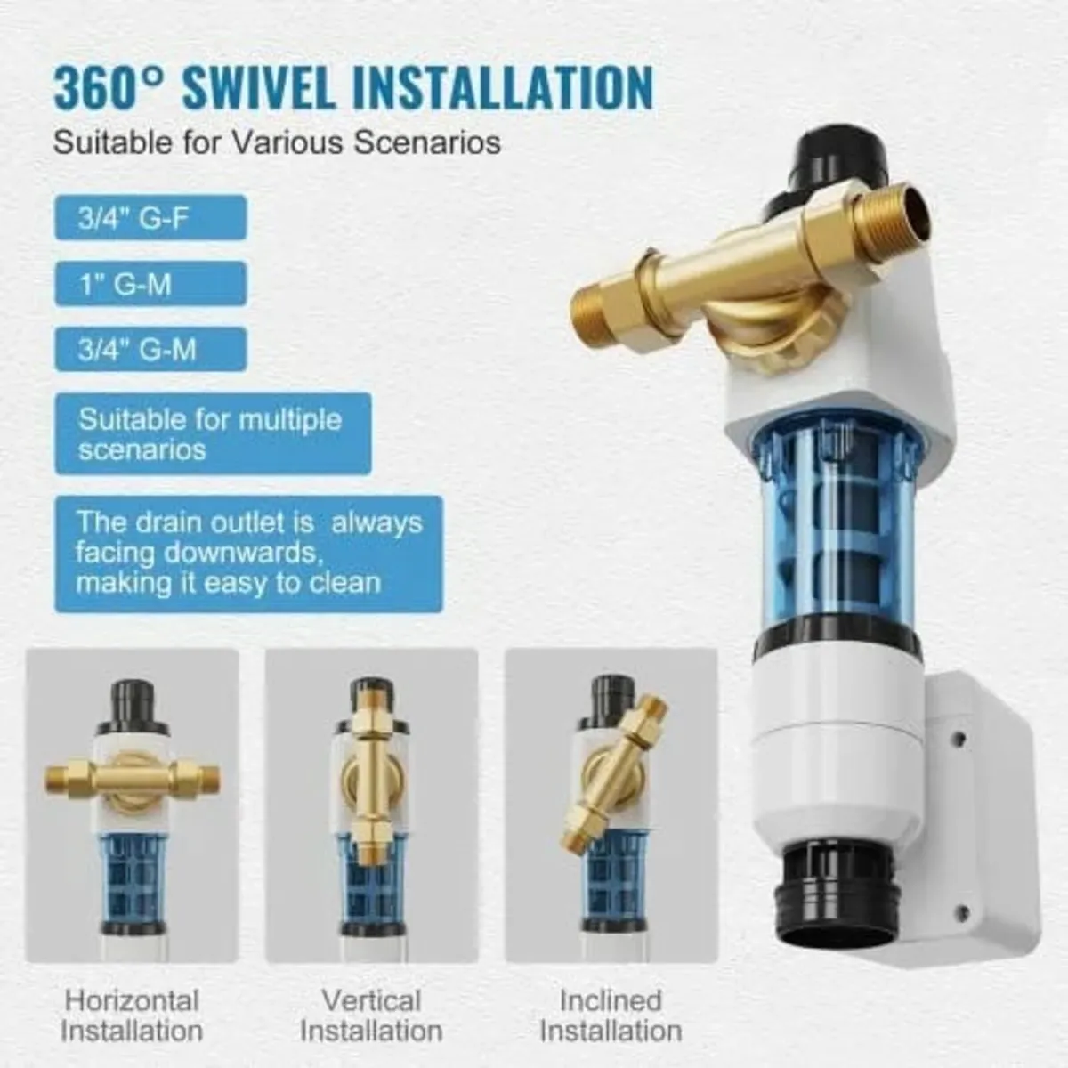 Spin Down Filter, 40 Micron Whole House Sediment F - Image 3