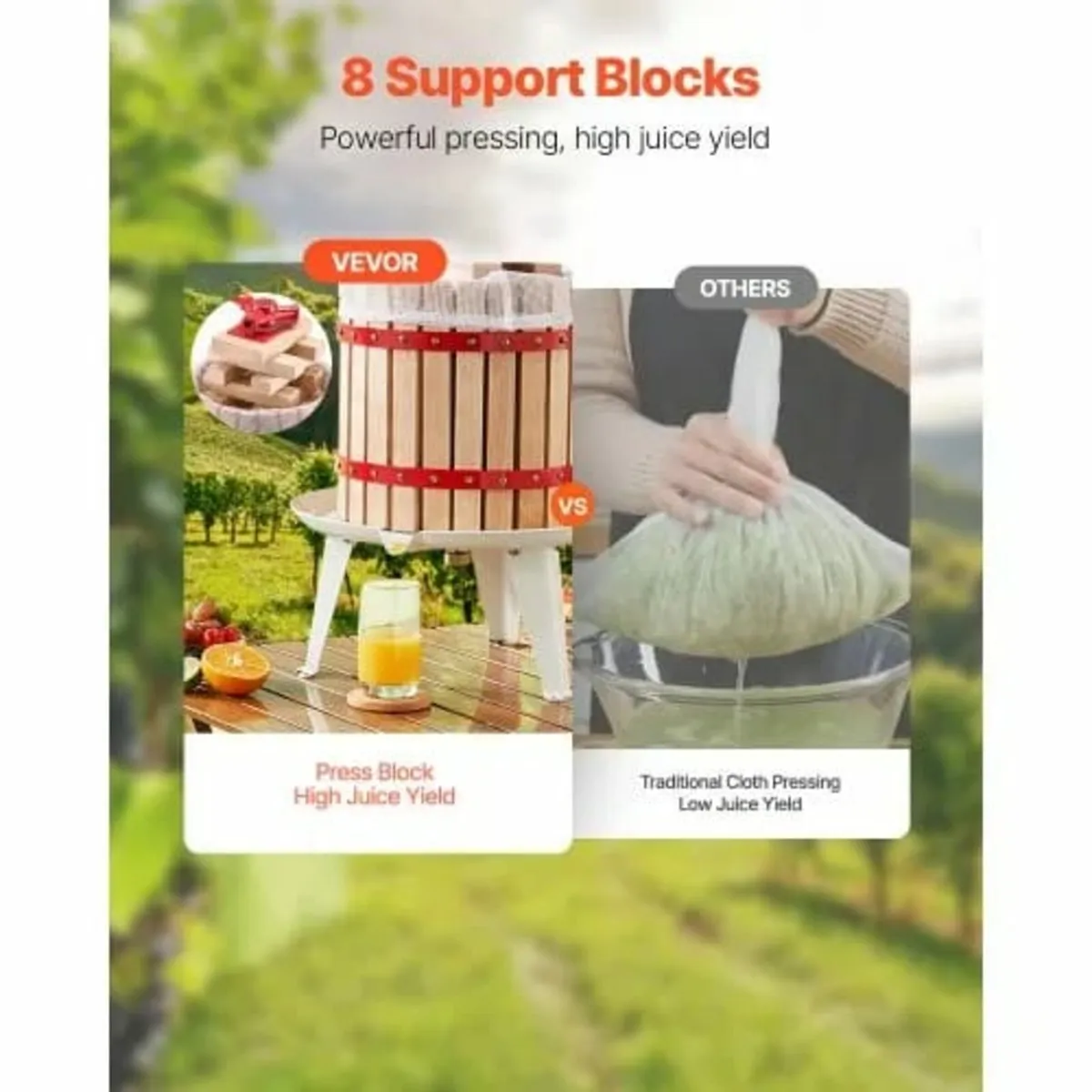 3.2 Gal/12L Fruit Wine Press, Solid Wood Basket wi - Image 2