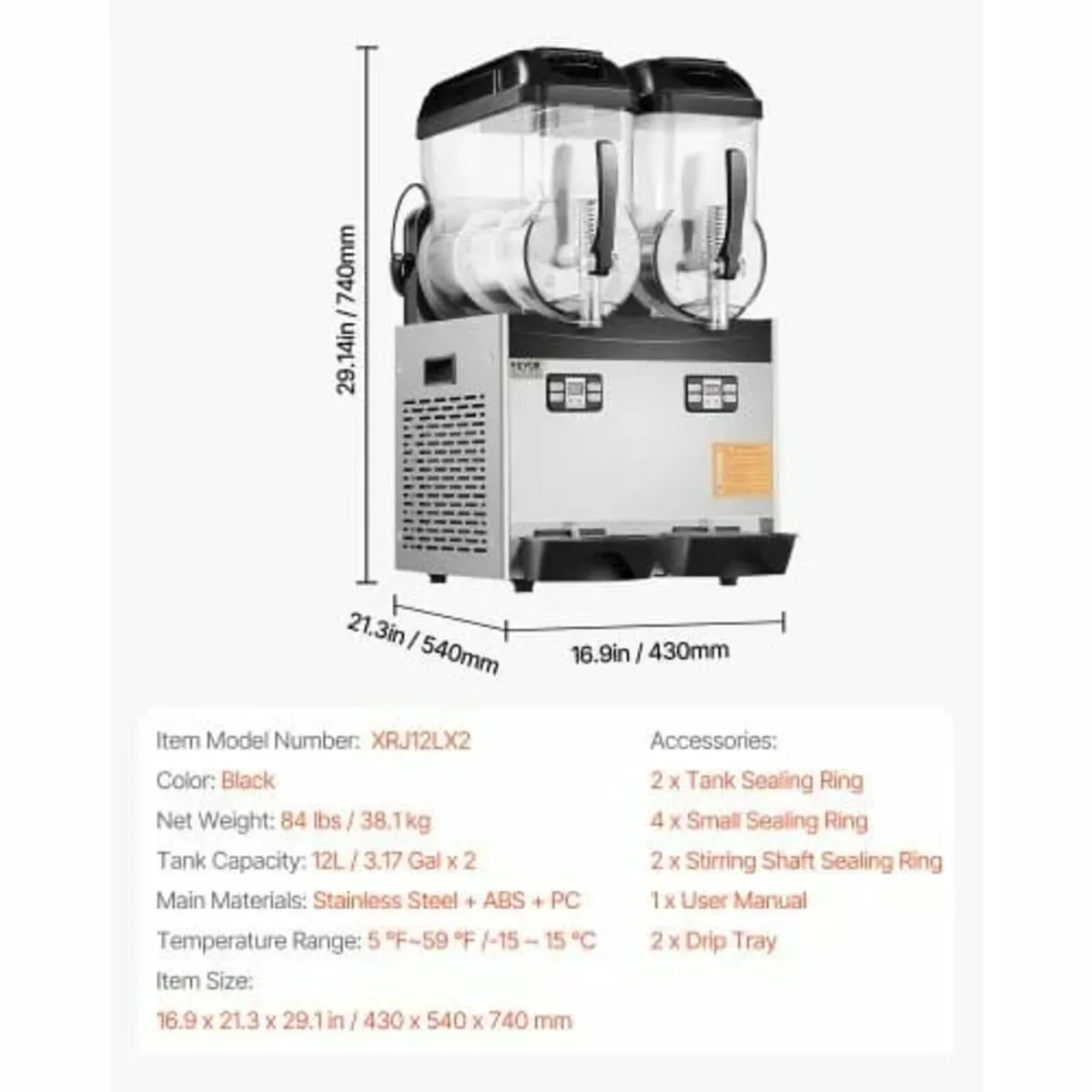 Commercial Slushy Machine, 12Lx2 Double Tank Froze - Image 2