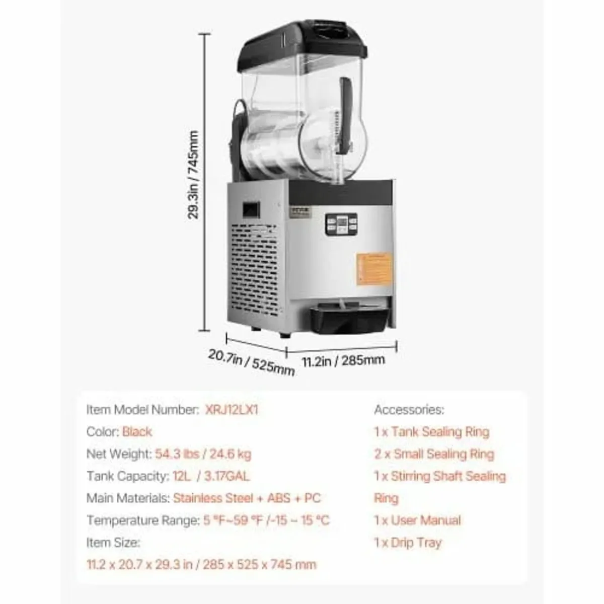 Commercial Slushy Machine, 12L Single Tank Frozen - Image 3