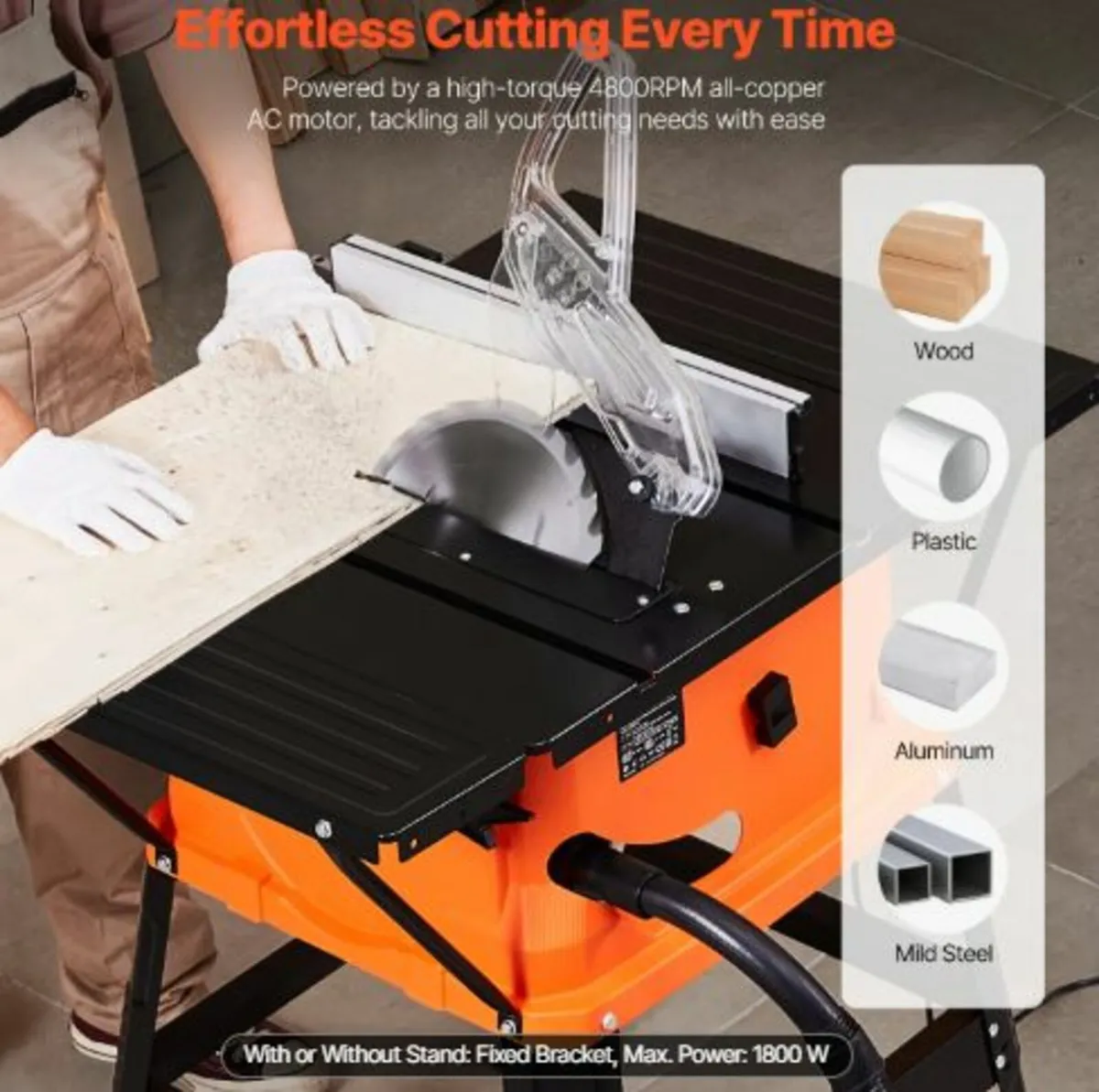 Table Saw with Stand,254 mm,1800W Portable Compact - Image 3