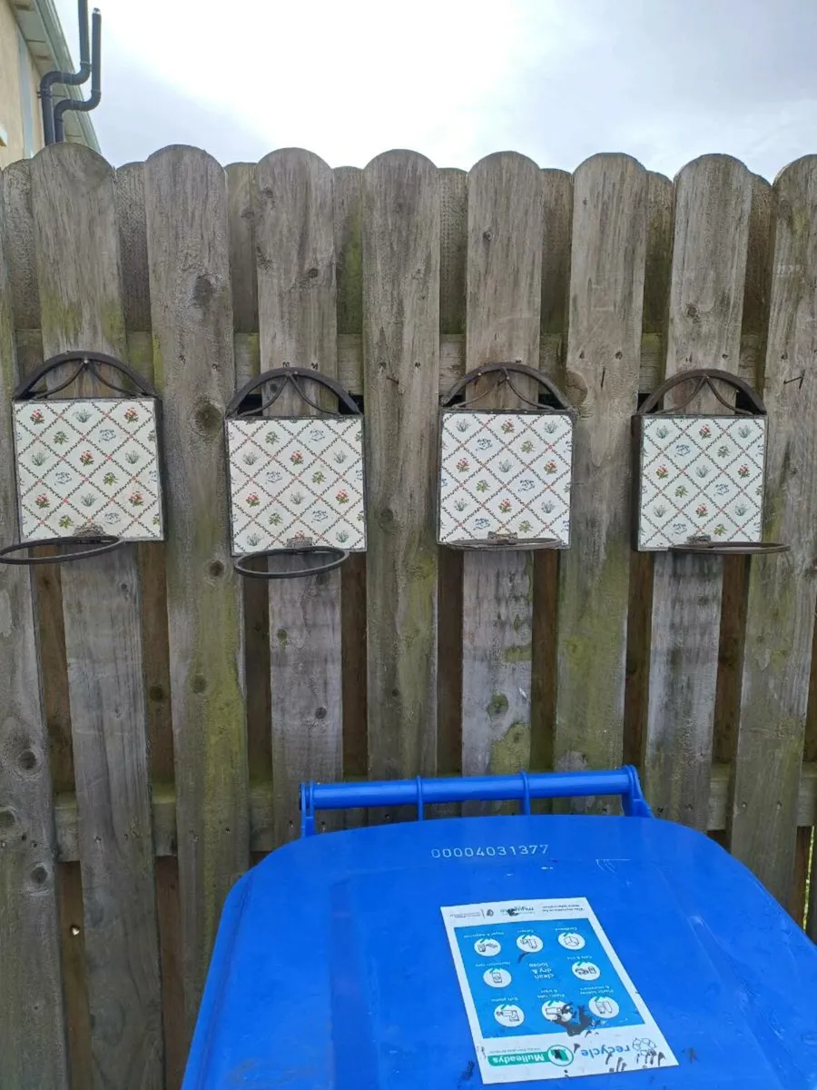 Vintage Metal & Tile Plant Holders - Image 3