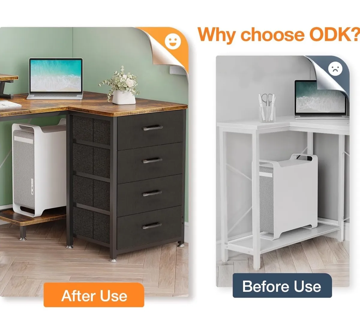 Corner Desk with Drawers, L Shaped Computer Desk 1 - Image 2