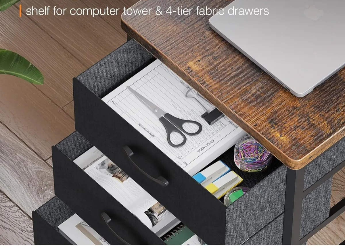 Corner Desk with Drawers, L Shaped Computer Desk 1 - Image 3