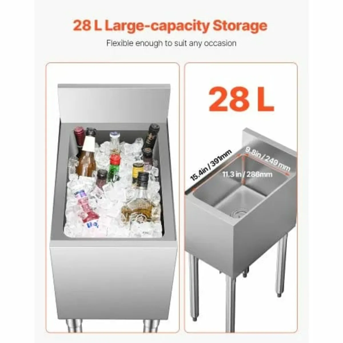 Commercial Ice Bin, 28 L Underbar Ice Bin, 12 x 19 - Image 2