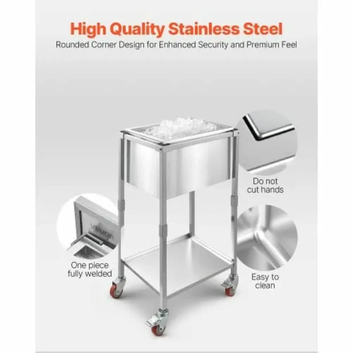 Rolling Ice Chest Cooler Cart, 22"L x 16"W x 38"H - Image 3