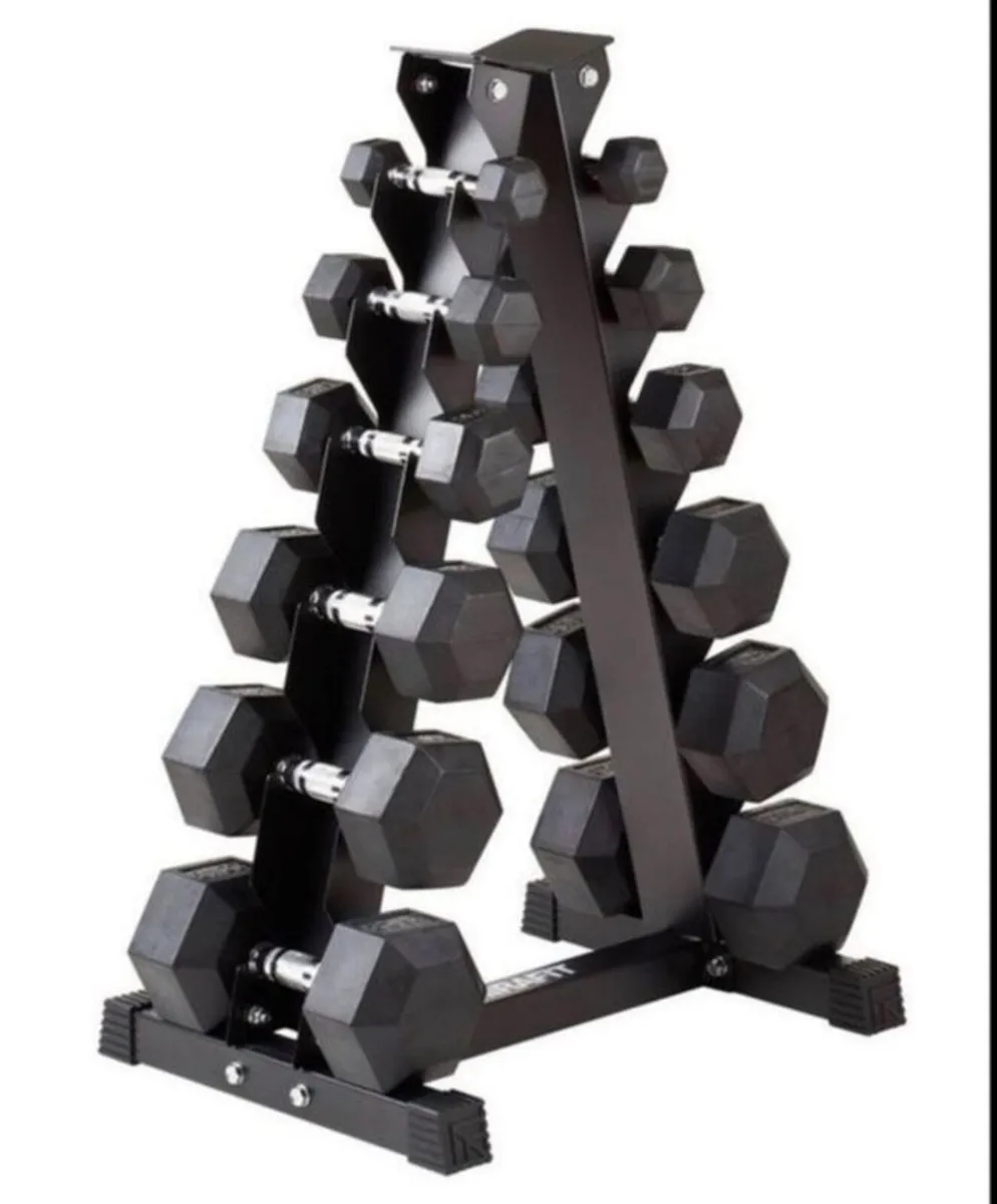 Hex Dumbbells 2.5kg - 25kg + storage rack (new)