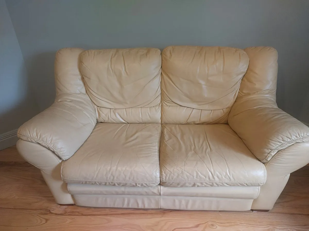3-Sofa bundle: Leather Sofa x 2 and sofa bed x 1 - Image 1