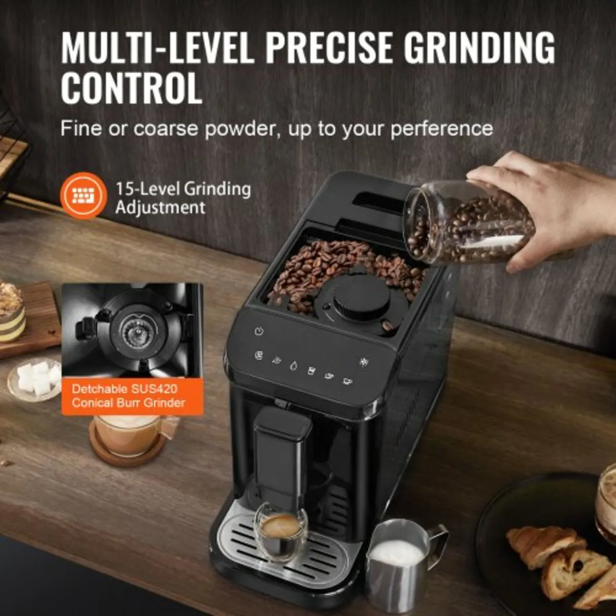 Automatic Espresso Machine - Built-In Grinder, 15 - Image 3
