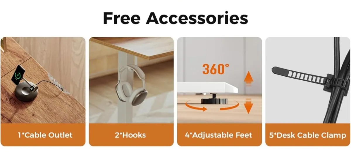 L-Shaped Electric Standing Desk, 140cm Height Adju - Image 2