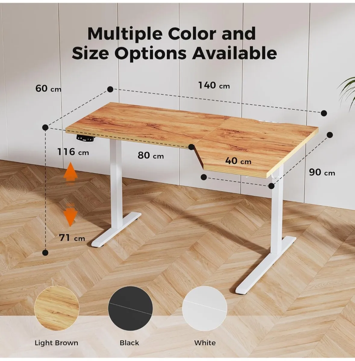 L-Shaped Electric Standing Desk, 140cm Height Adju - Image 1