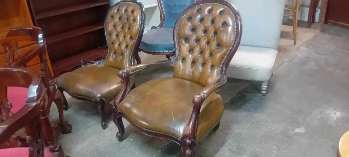 Pair Of Antique Slipper Style Chairs
