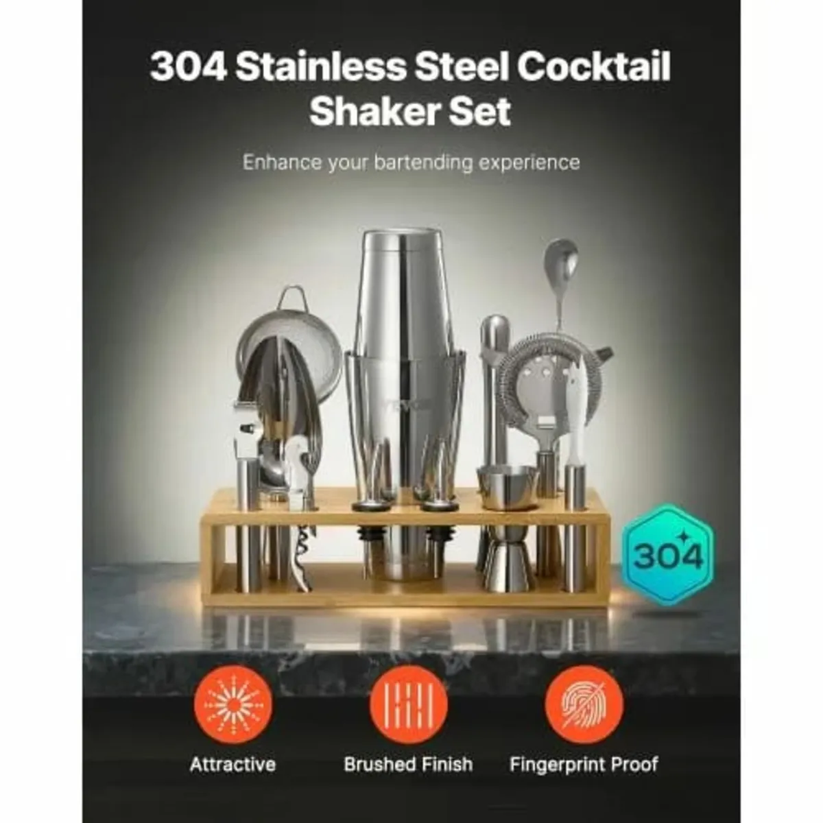Cocktail Shaker Set, 13-Piece Stainless Steel Bar - Image 4