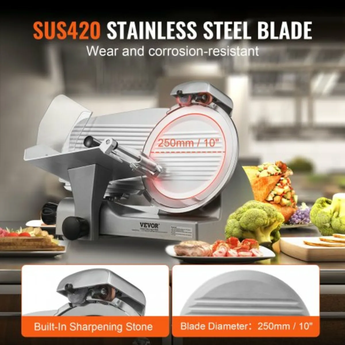 Meat Slicer, 340W Electric Deli Food Slicer with 2 - Image 4