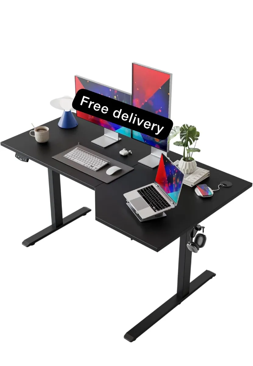 L-Shaped Electric Standing Desk, 140cm Height Adju - Image 1