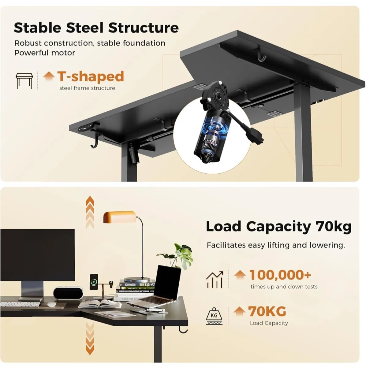 L-Shaped Electric Standing Desk, 140cm Height Adju - Image 3