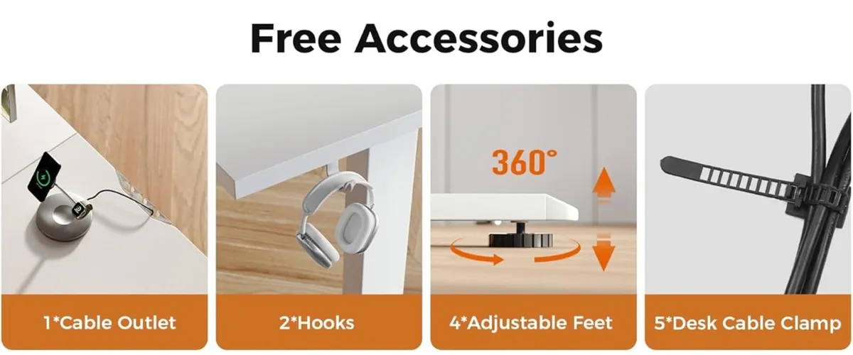 L-Shaped Electric Standing Desk, 140cm Height Adju - Image 3