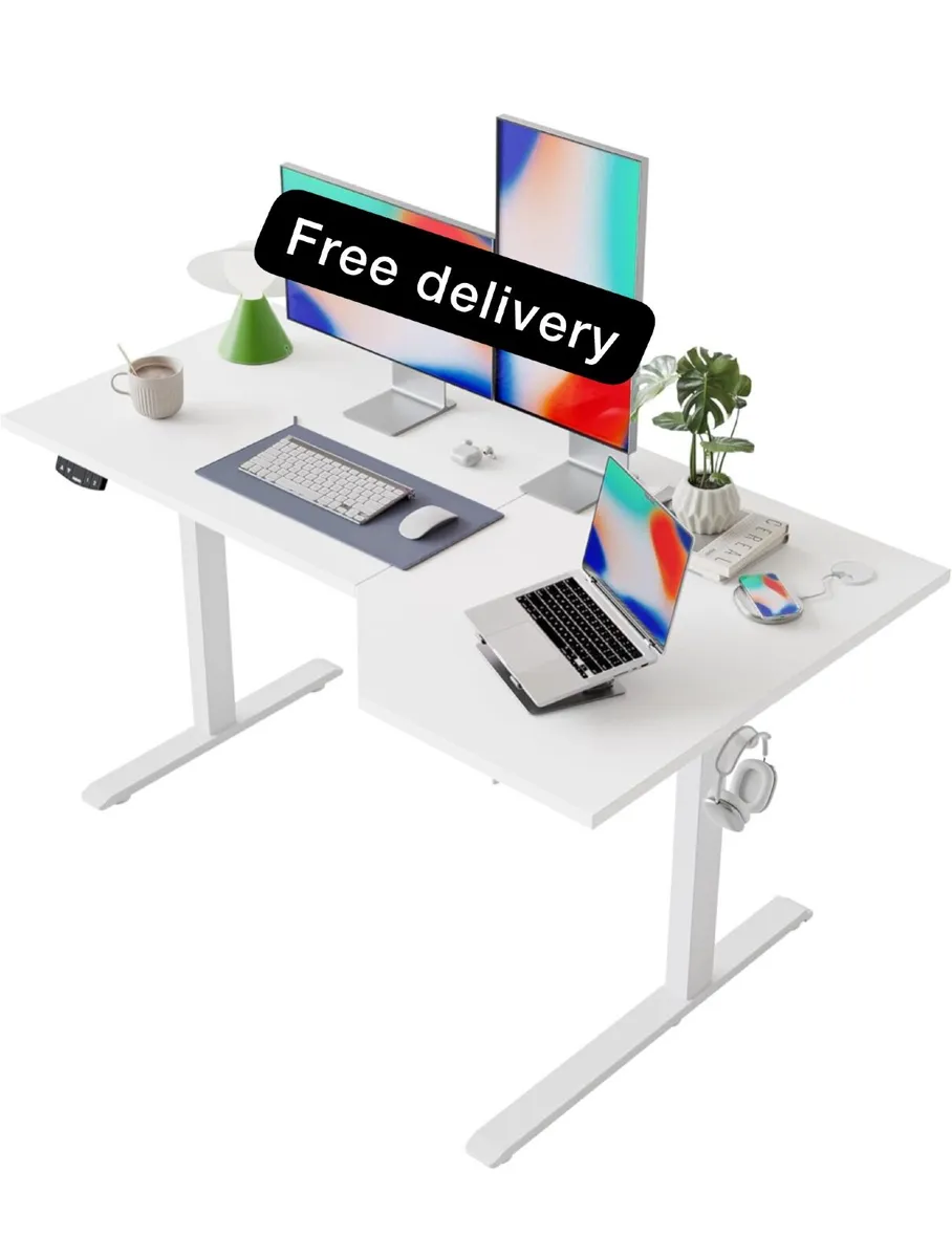 L-Shaped Electric Standing Desk, 140cm Height Adju - Image 1