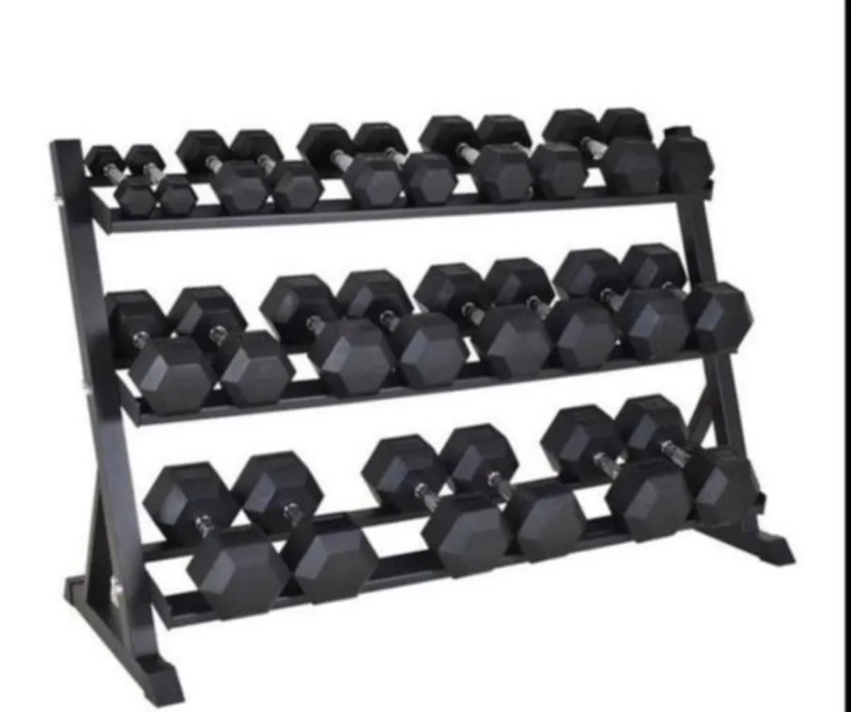 Hex Dumbbells 2.5kg - 25kg + storage rack (new)