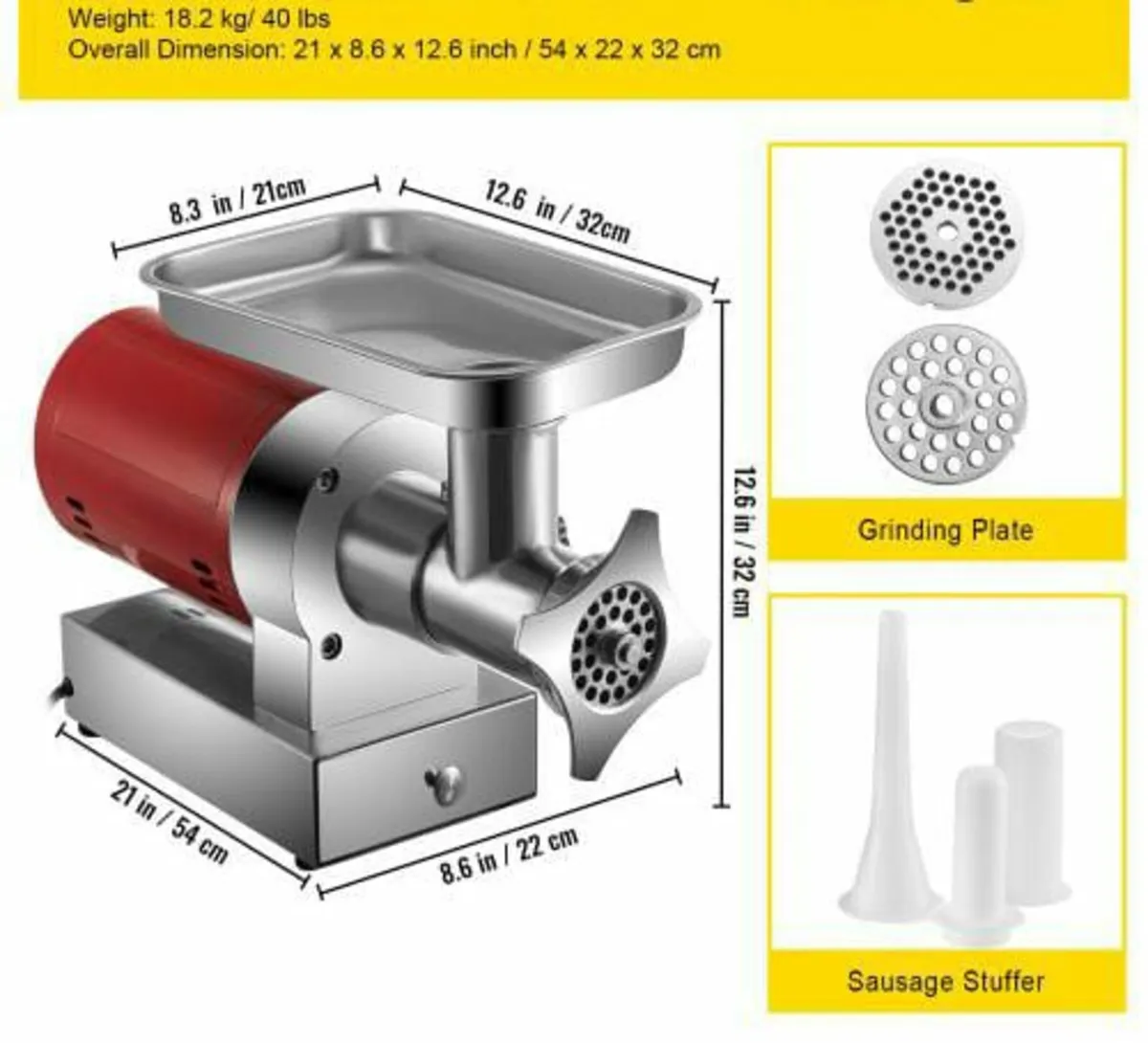 Electric Meat Grinder, 661 Lbs/Hour 1100 W Meat Gr - Image 4