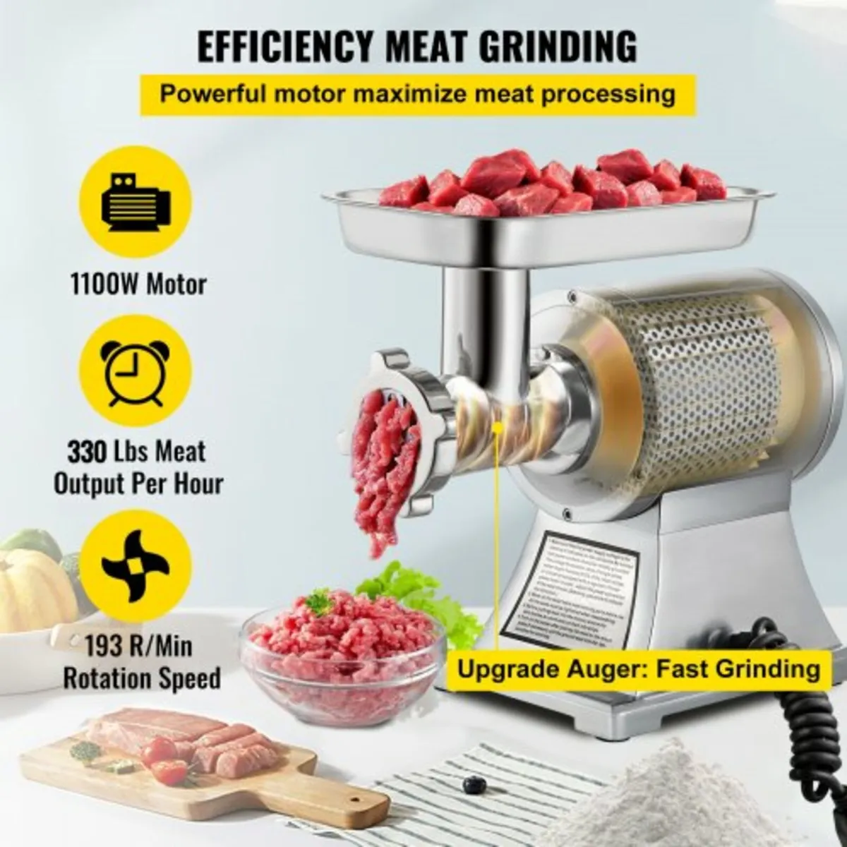 8500W Commercial Stainless Steel 204.1 kg Meat Gri - Image 3