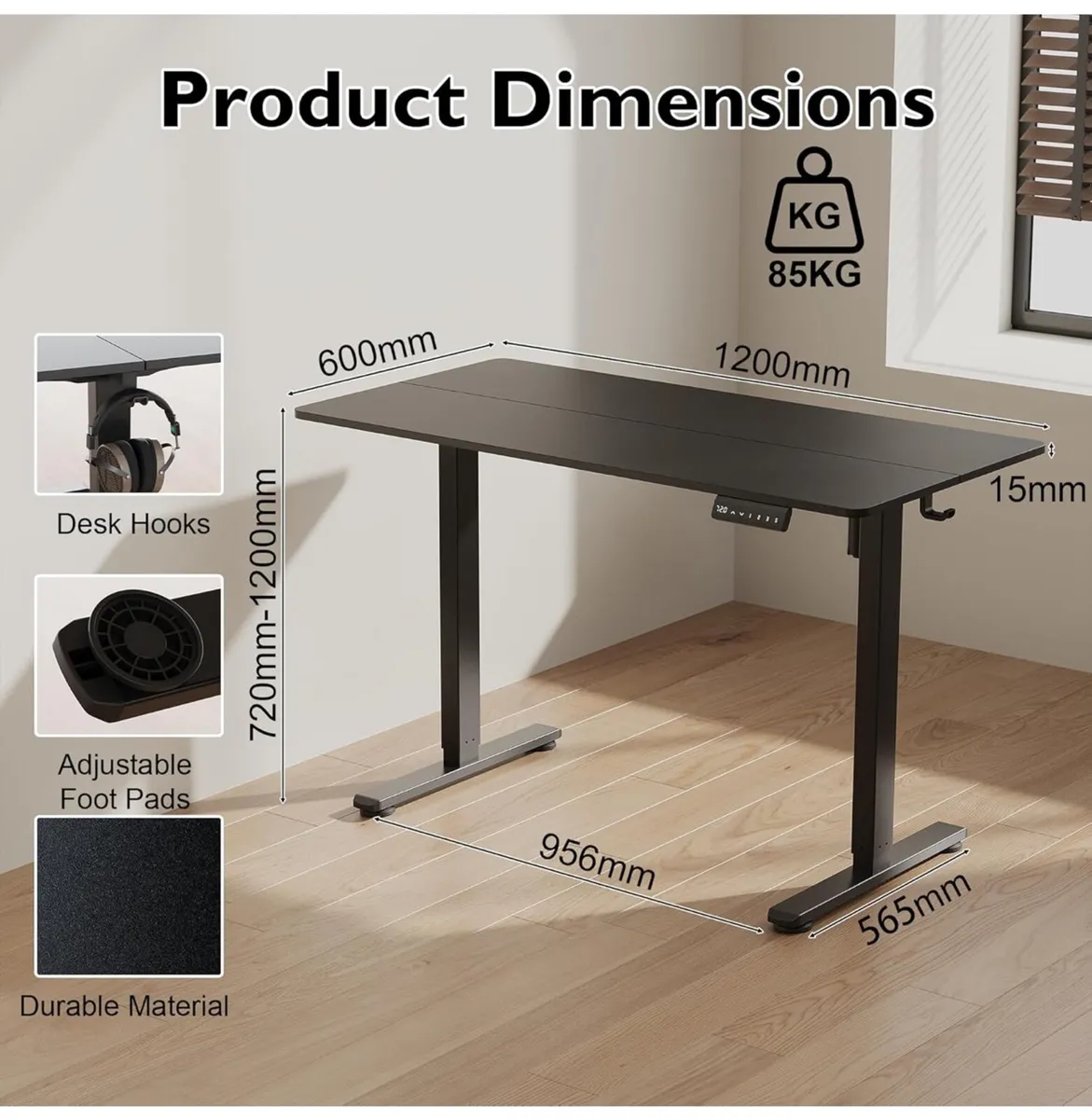 Electric Standing Desk, Height Adjustable Desk wit - Image 1