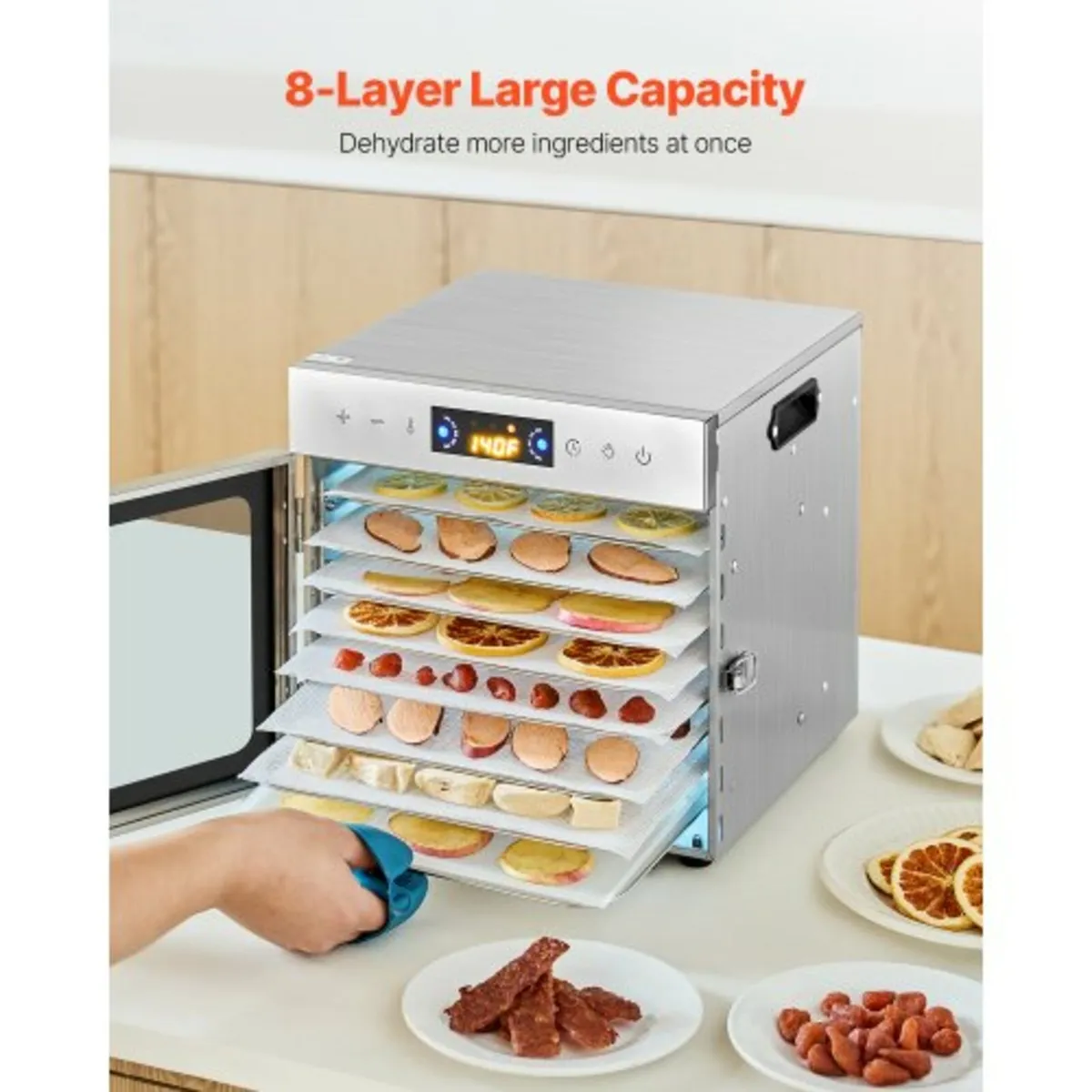 Food Dehydrator Machine, 8 Stainless Steel Trays, - Image 3