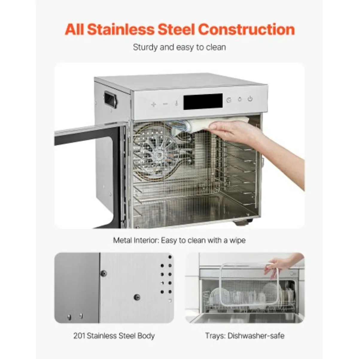 Food Dehydrator Machine, 8 Stainless Steel Trays, - Image 4