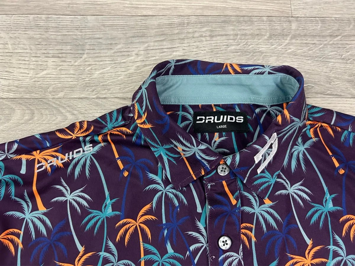 Druids Golf Floral Patterned Polo Shirt Mens M - Image 4