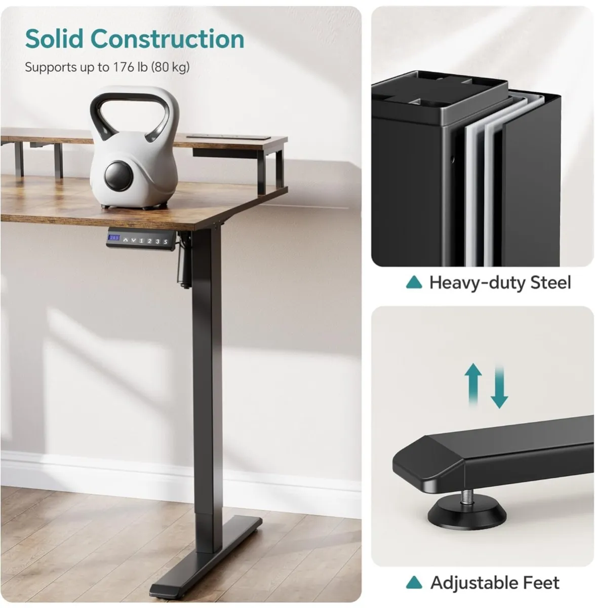 Standing Desk, Electric Height Adjustable Desk wit - Image 2