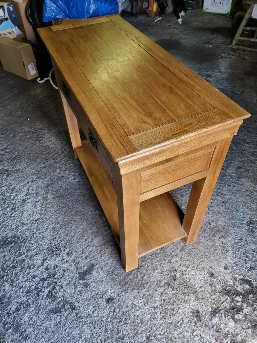 Rustic Solid Oak Console Table - Image 2