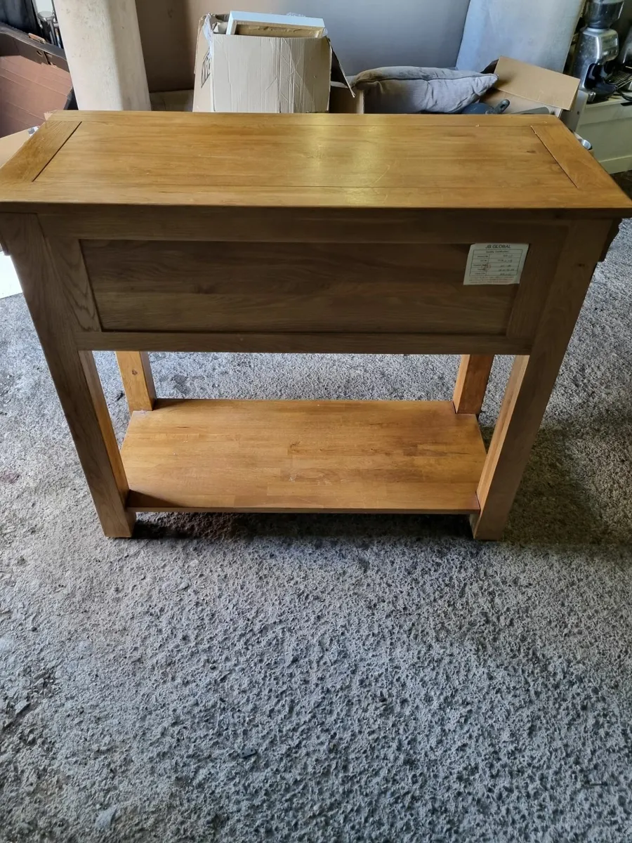 Rustic Solid Oak Console Table - Image 3