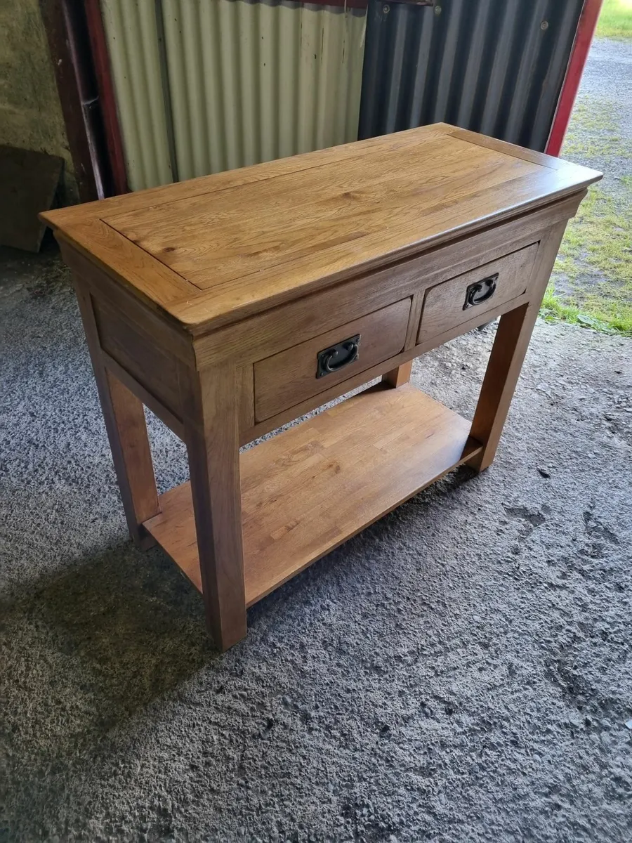 Rustic Solid Oak Console Table - Image 1
