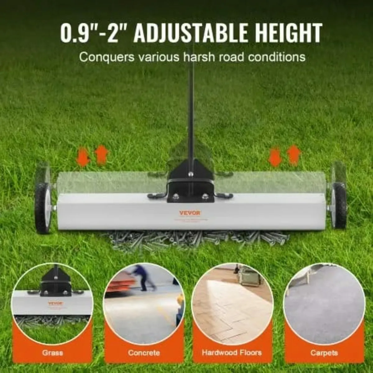 24.9 kg Rolling Magnetic Sweeper with Wheels,Push- - Image 4