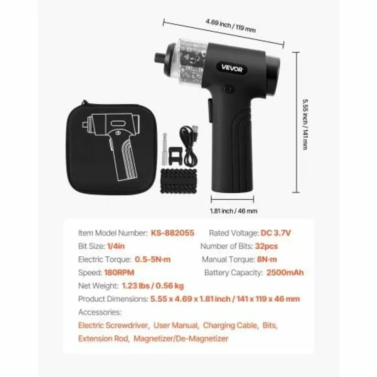 Electric Screwdriver, 7 Torque Settings 0.5-5 N.m, - Image 2