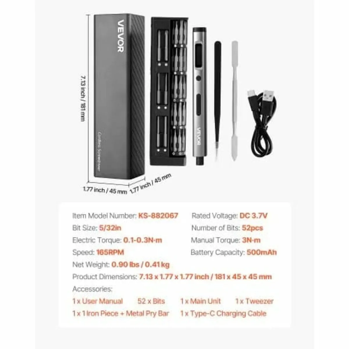 Electric Precision Screwdriver Set, 52 Magnetic Bi - Image 4