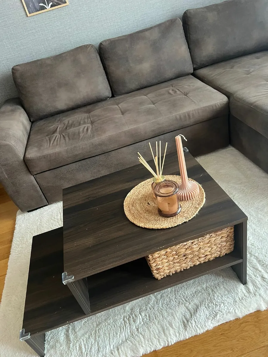 Modern Dark Wood Coffee Table – Two-Tier Design - Image 2
