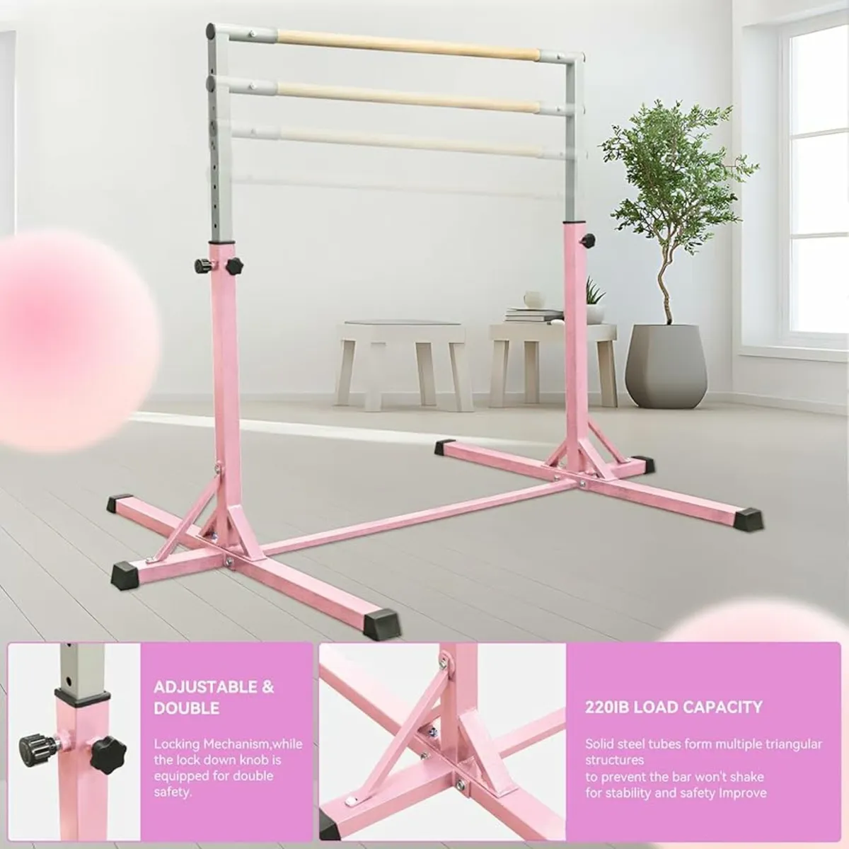 Gymnastics Bar Horizontal Bar with Gymnastic Rings - Image 2