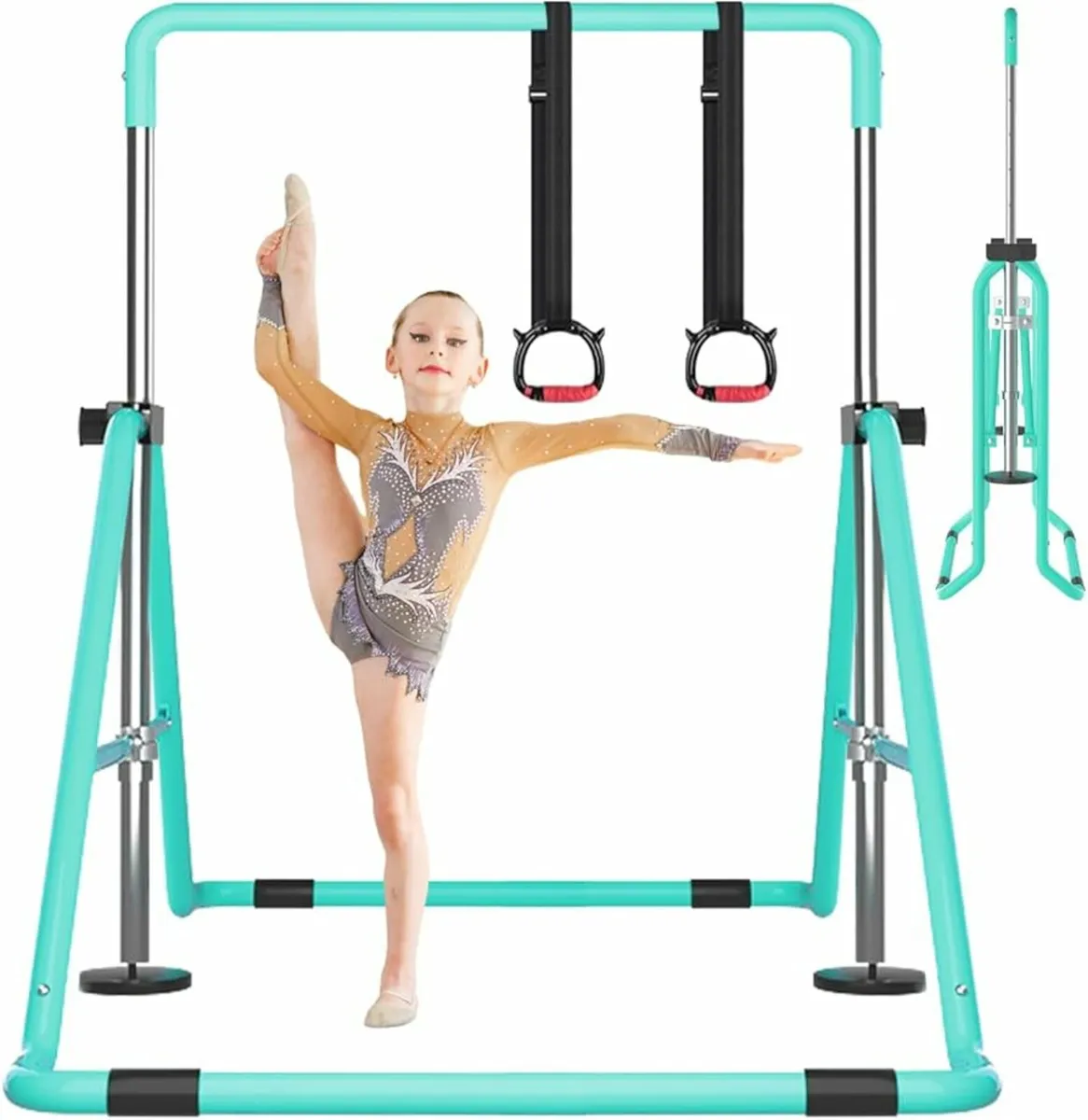 Gymnastics Bar, Gym bar with Mat with Rings, Kids - Image 1