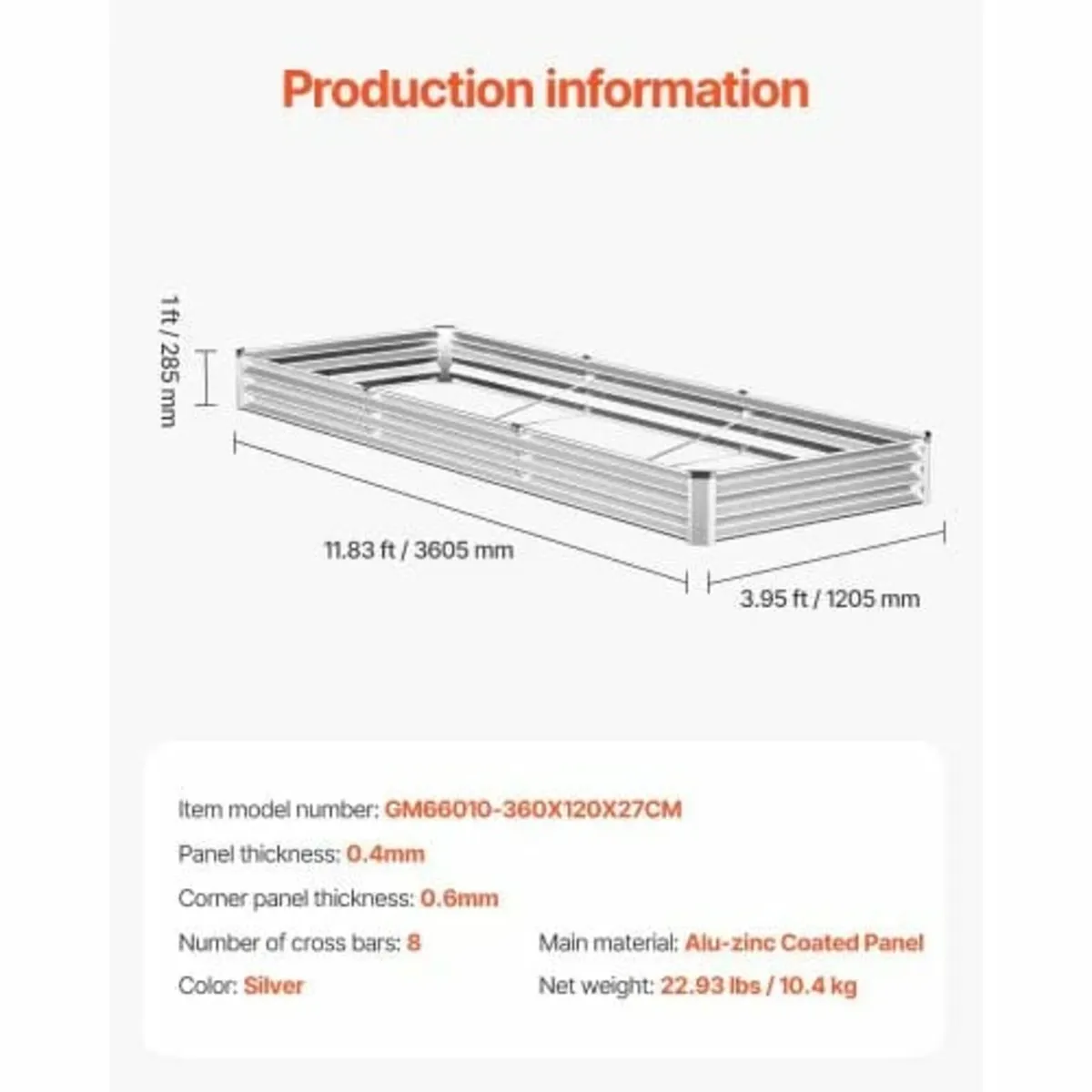 Metal Raised Garden Bed, 12 x 4 x 1 ft Outdoor Gal - Image 2