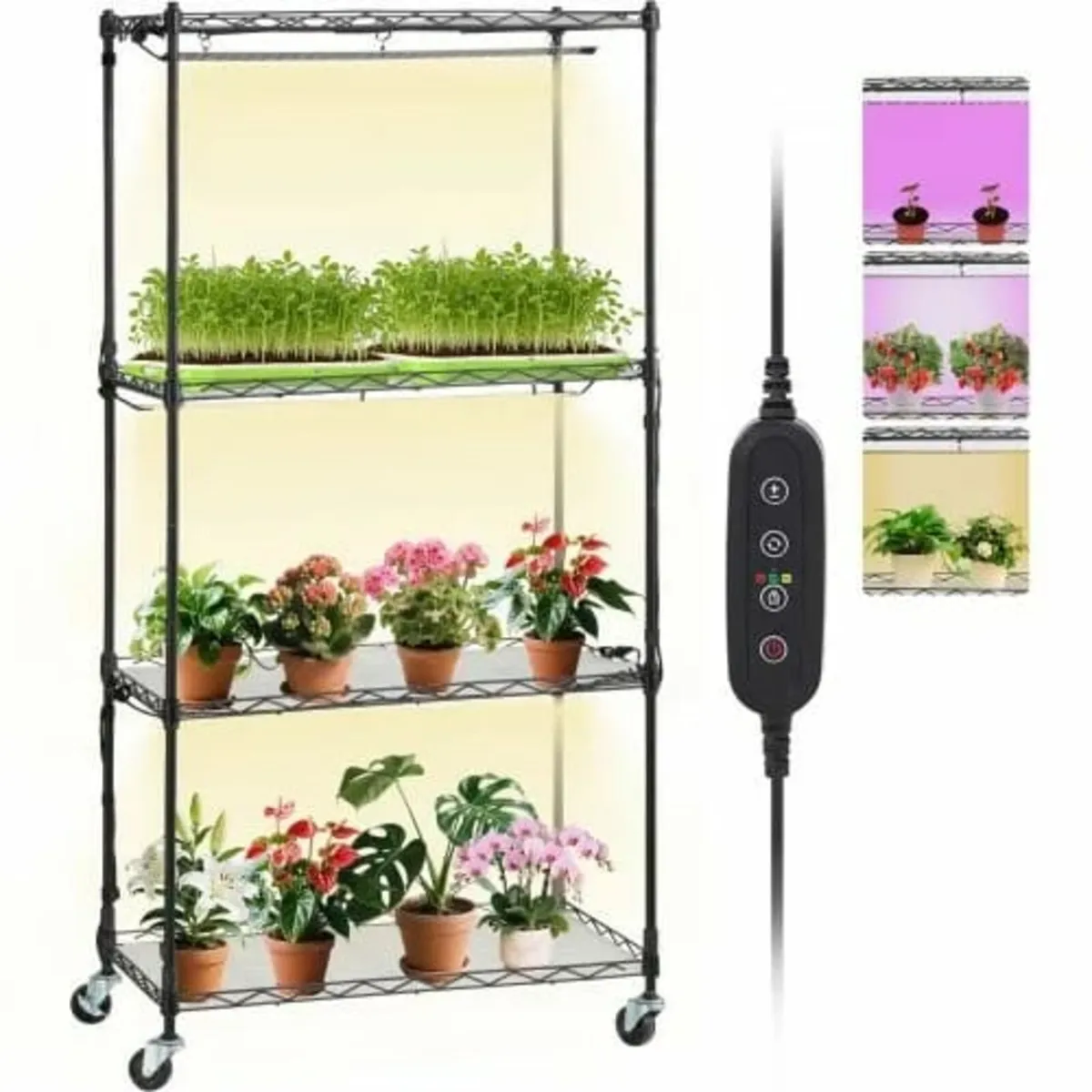 Plant Stand with Grow Light, 4 Tiers, 45W Indoor G - Image 1