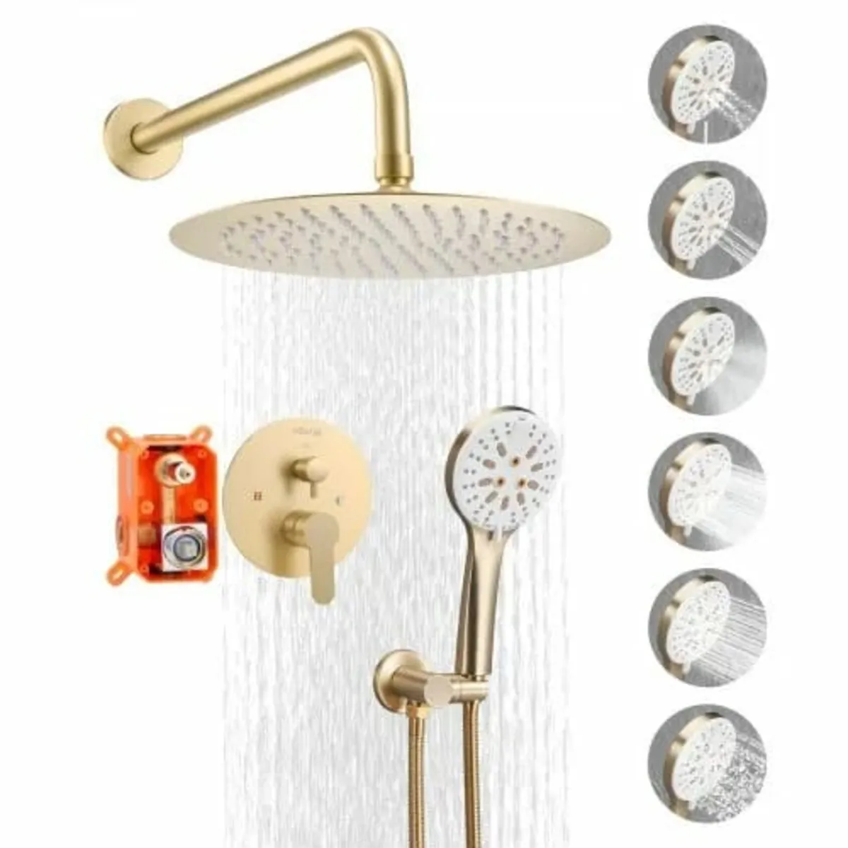 Golden Shower Faucet Set, Rainfall Bathroom Shower - Image 1