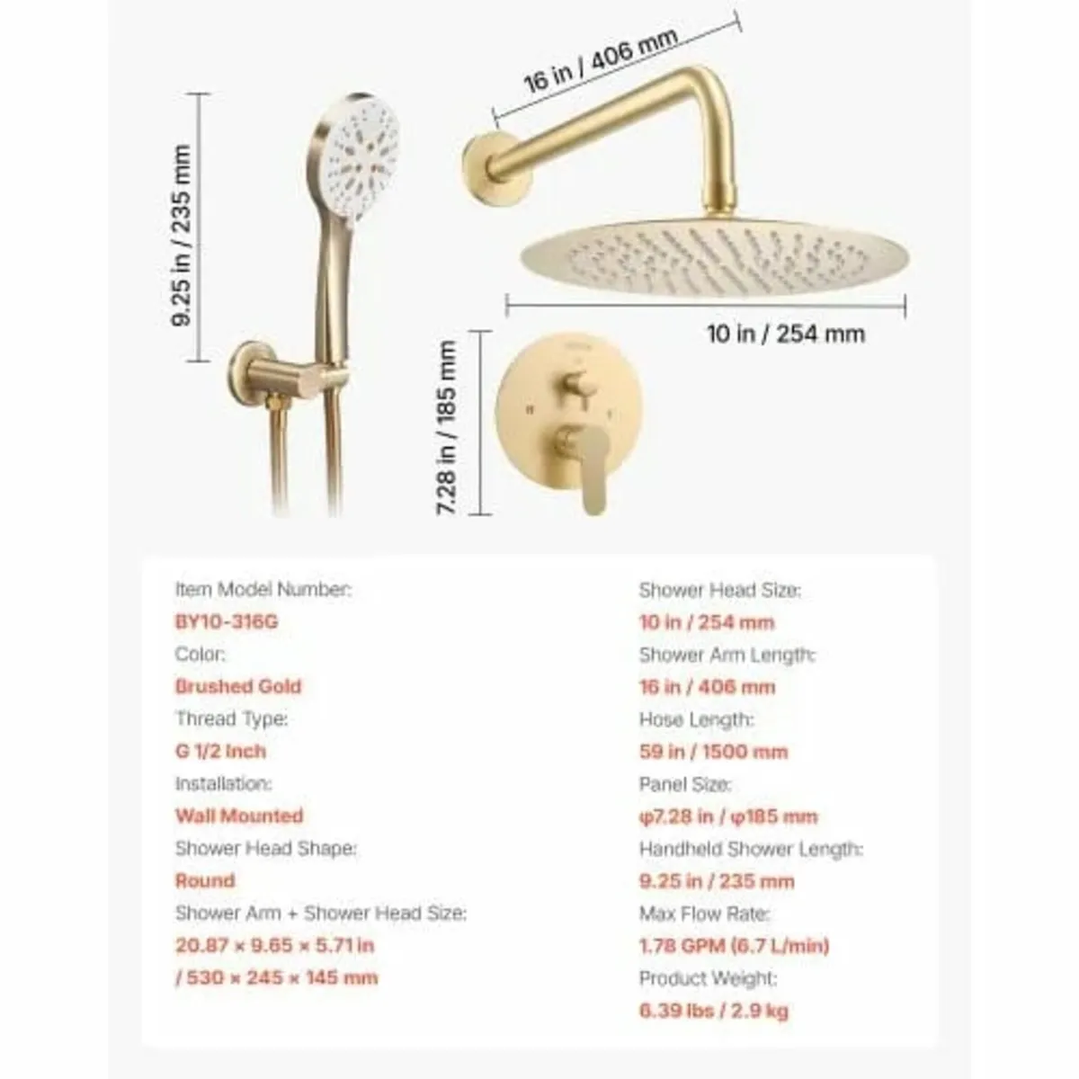 Golden Shower Faucet Set, Rainfall Bathroom Shower - Image 2