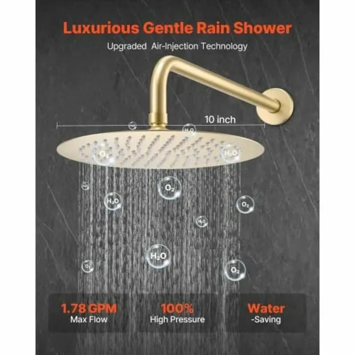 Golden Shower Faucet Set, Rainfall Bathroom Shower - Image 3